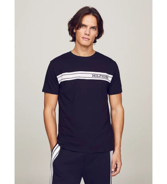 Tommy Hilfiger Pyjamas-T-shirt med striber og marinebl monotype