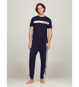 Tommy Hilfiger T-shirt de pyjama avec rayures et monotype marine