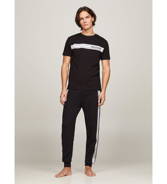Tommy Hilfiger Camiseta de pijama con rayas y monotipo negro