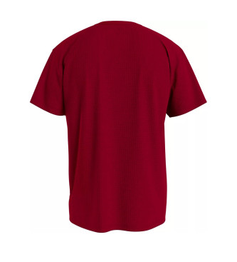 Tommy Hilfiger Maroon monotype logo embossed T-shirt