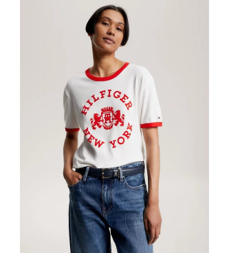 Tommy Hilfiger T-shirt com logtipo em veludo branco