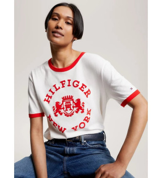 Tommy Hilfiger T-shirt com logtipo em veludo branco