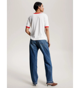 Tommy Hilfiger T-shirt com logtipo em veludo branco