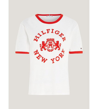 Tommy Hilfiger T-shirt com logtipo em veludo branco