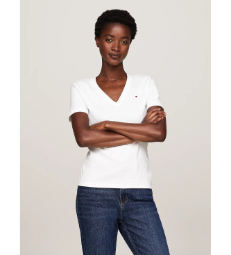 Tommy Hilfiger Vit slim t-shirt med V-ringning