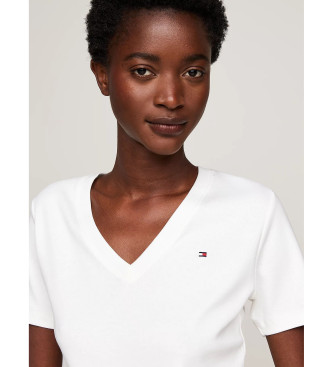 Tommy Hilfiger Vit slim t-shirt med V-ringning