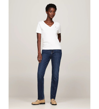 Tommy Hilfiger Vit slim t-shirt med V-ringning