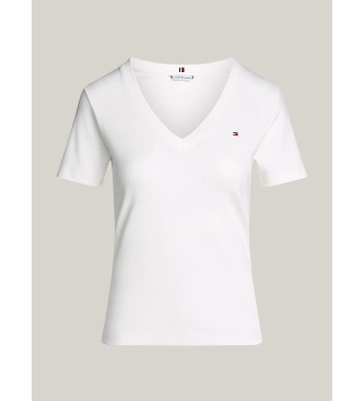 Tommy Hilfiger T-shirt bianca slim con scollo a V