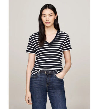 Tommy Hilfiger T-shirt com gola em V slim azul-marinho