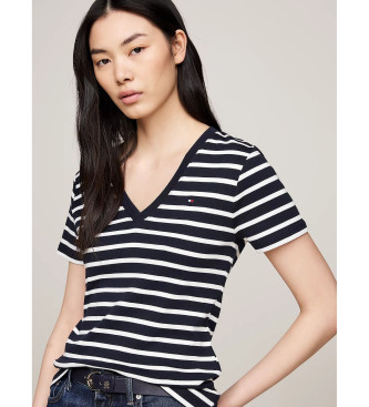 Tommy Hilfiger Marineblaues T-Shirt mit schmalem V-Ausschnitt