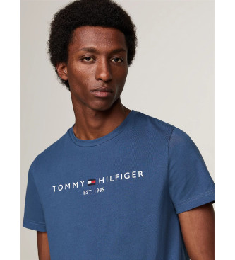 Tommy Hilfiger Camiseta slim con logo bordado azul