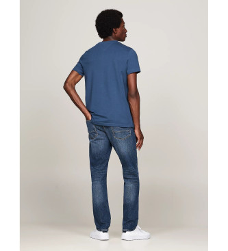 Tommy Hilfiger Camiseta slim con logo bordado azul