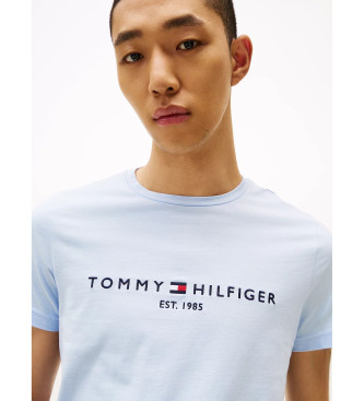 Tommy Hilfiger Slim fit T-shirt met geborduurd logo blauw