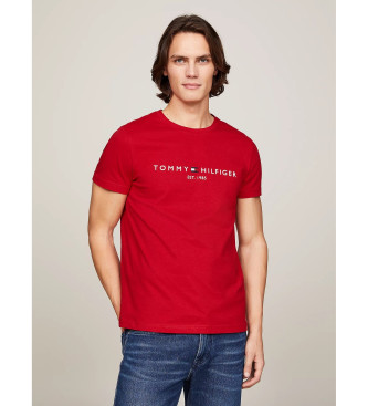 Tommy Hilfiger T-shirt o dopasowanym kroju z czerwonym haftowanym logo