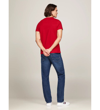 Tommy Hilfiger Slim fit T-shirt med rd broderad logotyp