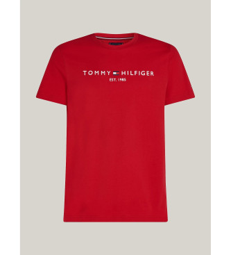 Tommy Hilfiger Slim fit T-shirt met rood geborduurd logo