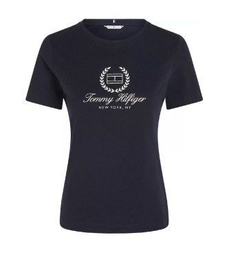 Tommy Hilfiger Schmales T-Shirt mit marineblauem Logo