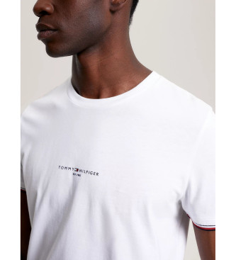 Tommy Hilfiger Wąska koszulka z prążkowanymi rękawami, biała