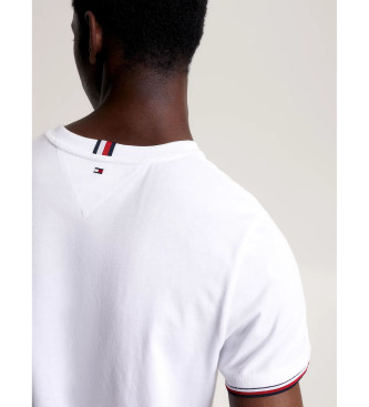 Tommy Hilfiger Wąska koszulka z prążkowanymi rękawami, biała