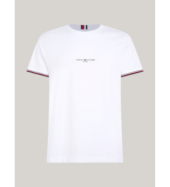 Tommy Hilfiger Smal T-shirt med ribbad rm vit