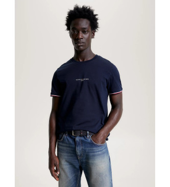 Tommy Hilfiger T-shirt fina com mangas com acabamento em azul marinho