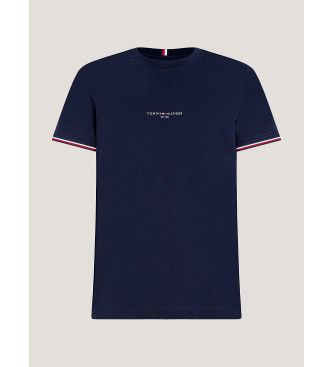 Tommy Hilfiger T-shirt fina com mangas com acabamento em azul marinho