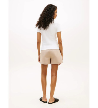 Tommy Hilfiger Koszulka typu slim fit z dekoltem w łódkę i beżowymi guzikami