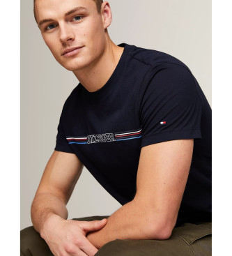 Tommy Hilfiger Smal t-shirt med rund halsringning och marinbl logotyp