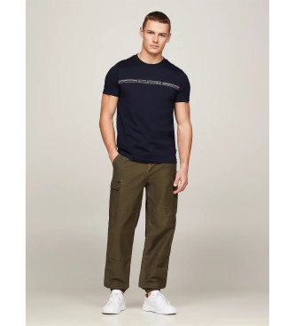 Tommy Hilfiger T-shirt slim  col ras du cou avec logo bleu marine