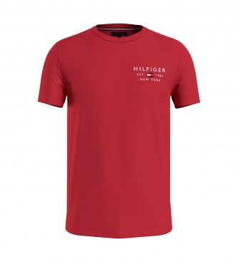 Tommy Hilfiger T-shirt rossa con logo sottile