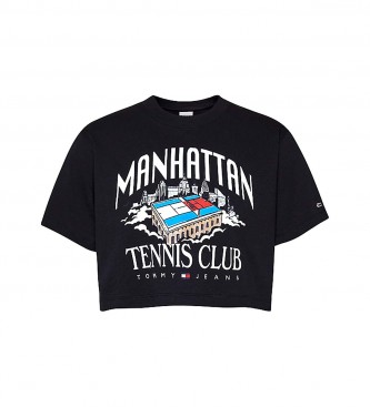 Tommy Hilfiger T-shirt Super Crop Tj Tennis nera