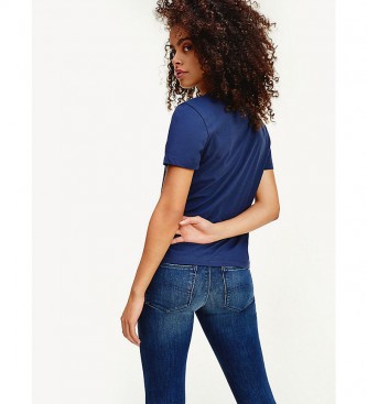 Tommy Jeans T-shirt blu con scollo a C in jersey regolare TJW