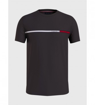 Tommy Hilfiger T-shirt a righe bicolore sul petto nera