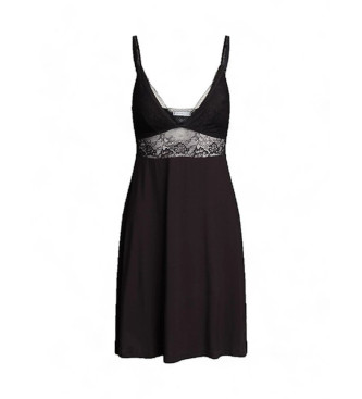 Tommy Hilfiger Chemise de nuit en modal extensible avec dentelle florale noire