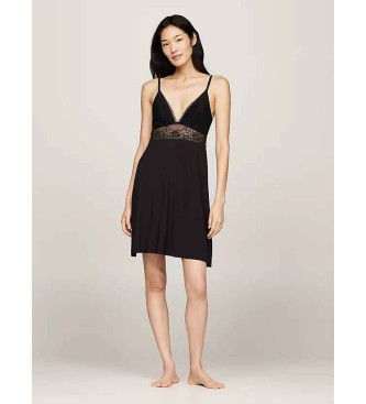 Tommy Hilfiger Chemise de nuit en modal extensible avec dentelle florale noire