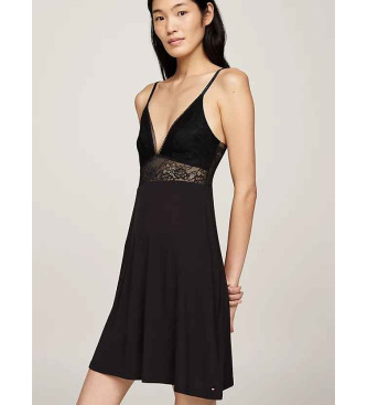 Tommy Hilfiger Chemise de nuit en modal extensible avec dentelle florale noire