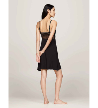 Tommy Hilfiger Chemise de nuit en modal extensible avec dentelle florale noire