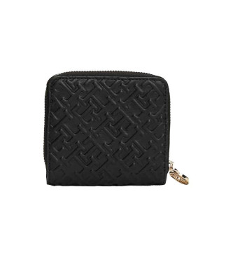 Tommy Hilfiger Black embossed monogrammed zipped wallet