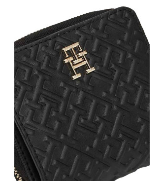 Tommy Hilfiger Black embossed monogrammed zipped wallet