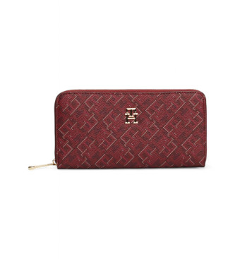 Tommy Hilfiger Maroon TH plnbok med monogram och dragkedja