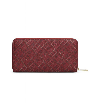 Tommy Hilfiger Maroon TH portemonnee met monogram