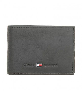 Tommy Hilfiger Skórzany portfel z klapką Johnson CC czarny -11x3x7cm