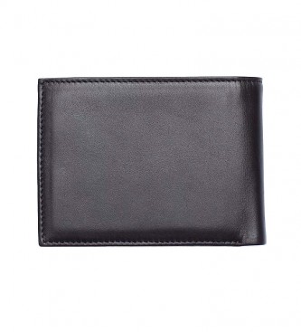 Tommy Hilfiger Portefeuille pliable en cuir noir - 13x2x9,5cm
