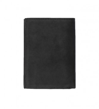 Tommy Hilfiger Opvouwbare verticale leren portemonnee zwart