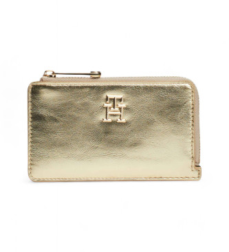 Tommy Hilfiger Cartera metalizada con monograma TH dorado