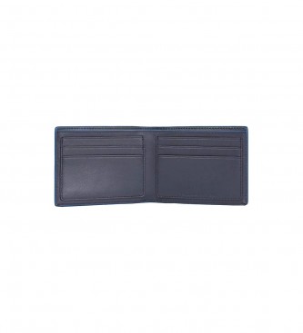 Tommy Hilfiger Foldable leather wallet in navy grained leather