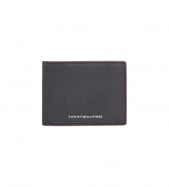Tommy Hilfiger Zložljiva denarnica iz črnega zrnatega usnja