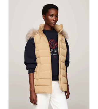 Tommy Hilfiger Chaleco con capucha y relleno de plumn beige