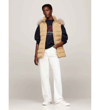 Tommy Hilfiger Vest met capuchon en beige donsvulling