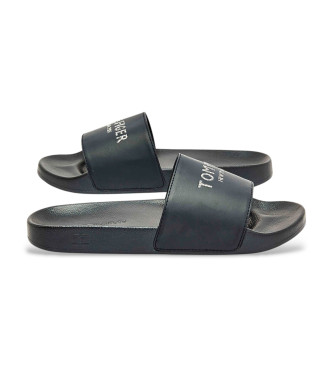 Tommy Hilfiger Pool-Flip-Flops mit navyfarbenen Glitzerlogos